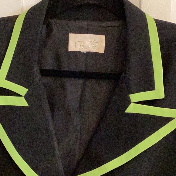 Cache Unique & Rare Vintage Black Jacket w/ Chartreuse Trim - Picture 5 of 9